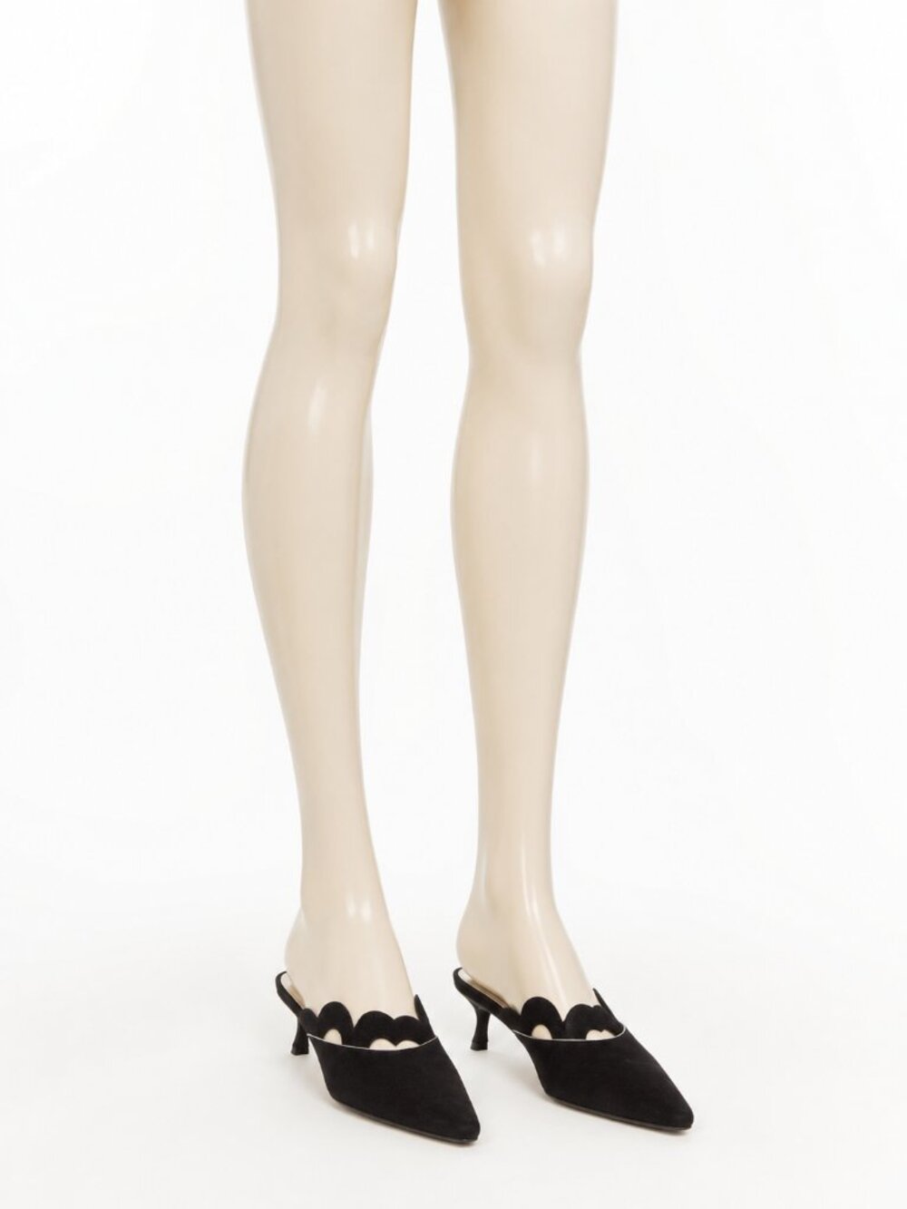Walter Steiger scalloped black suede mules - Size 10